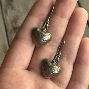 Sterling Silver Hammered Heart French Hook Earrings